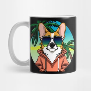 Tropical Beach Corgi Mug